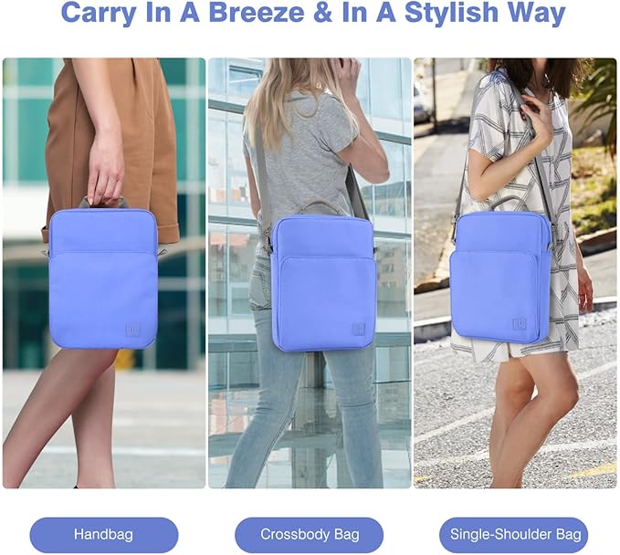 Dadanism 9-11 Inch Tablet Sleeve Bag Carrying Case with Shoulder Strap for iPad (A16) 11", iPad 10th Gen 10.9", iPad Air M4/Pro M5 11", iPad 9/8/7th 10.2", Galaxy Tab A11+ Plus 11", Periwinkle