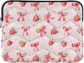 Laptop Case Sleeve, Pink Strawberries Bows Pattern Shockproof Protective Computer Carrying Cover, Briefcase Handbags 13-13.3inch Laptop Sleeve Bag