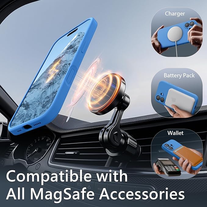 FireNova Magnetic for iPhone 17 Case, Compatible with MagSafe, [Integrated Silicone Camera Control Button] [Camera Protection] Anti-Scratch Microfiber Lining Phone Case, 6.3", Blue