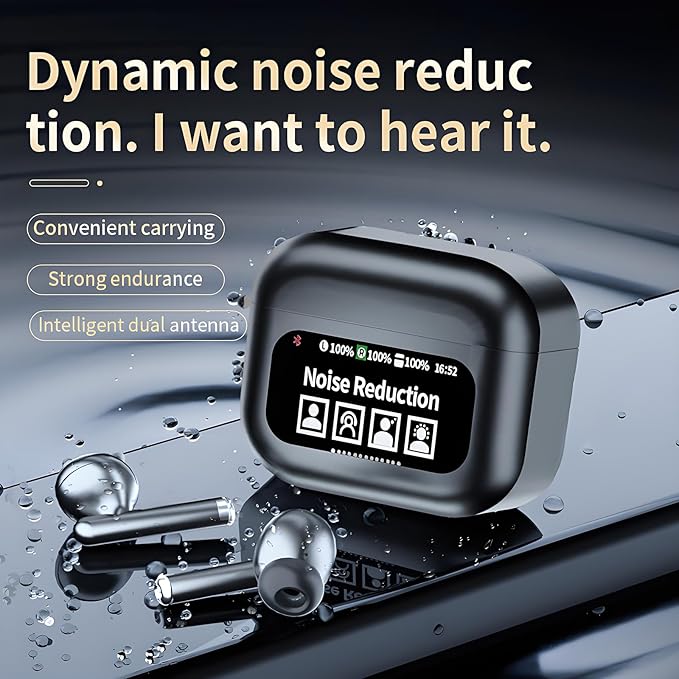 TWS Earbuds Bluetooth Headphones Wireless Ear Buds with Touch Screen, ANC ENC Noise Cancelling Transparency Mode for iOS Android Pad (Black) (White)