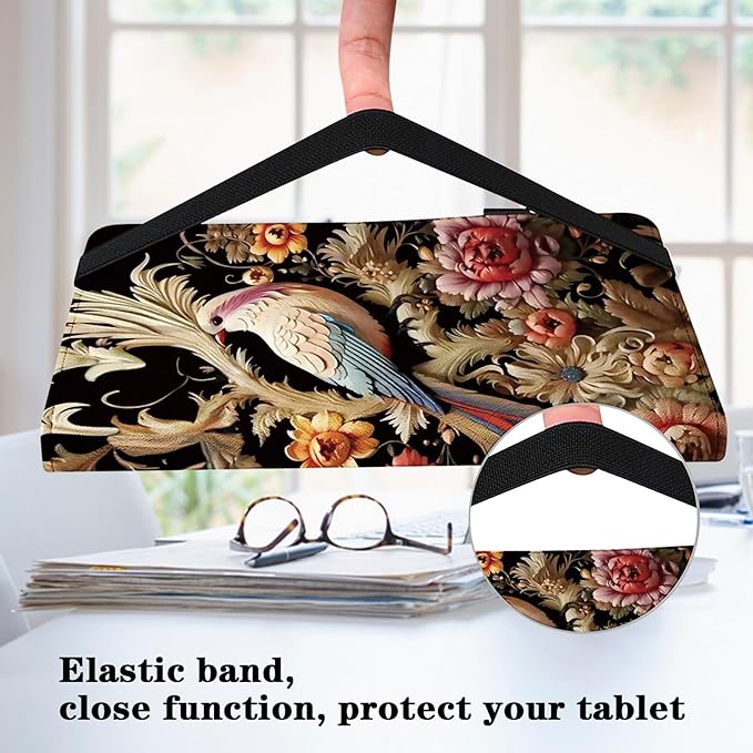 Case for iPad mini 7 A17 Pro 8.3 Inch 2024,iPad mini 6th Generation Case 2021,PU Leather Slim Protective Cover with Card Slots - Flower Birds