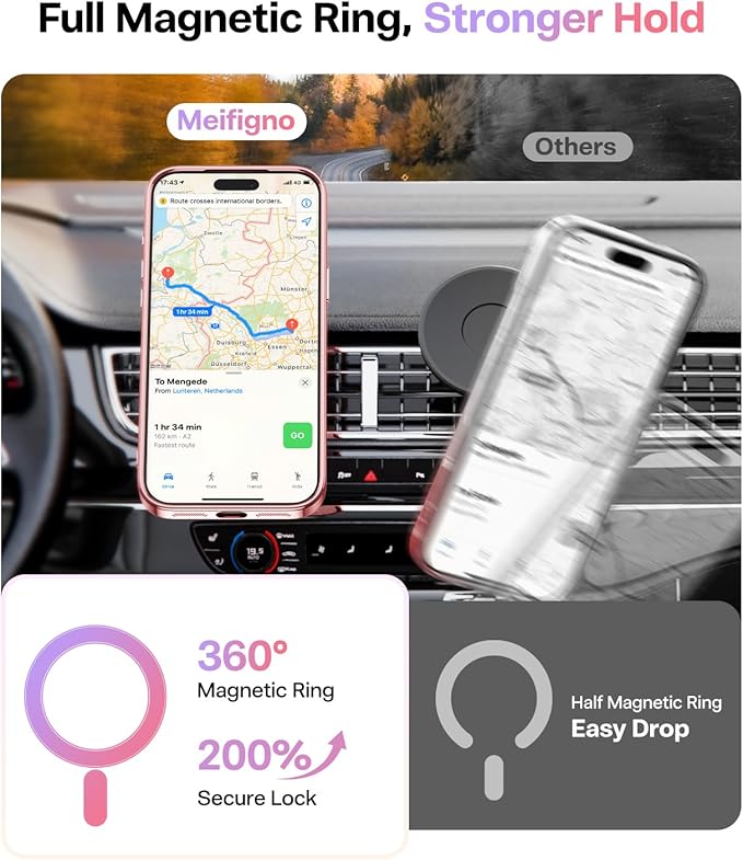 Meifigno Designed for iPhone 17 Pro Case 6.3", [Glitter Card & Wrist Strap][Compatible with MagSafe][2X HD Screen Protectors] Surround Raised Lens Protection for 17 Pro Phone Case for Women, Rose Gold