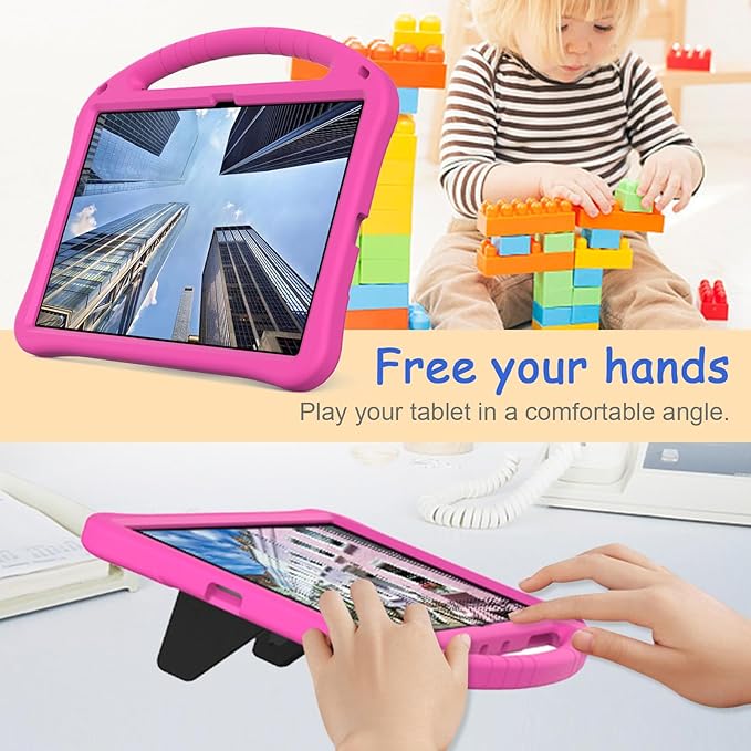 Kids Case for Samsung Galaxy Tab S10 FE+ (Plus) 13.1" 2025, Techcircle Light Weight Shock Proof EVA Foam Handle Rugged Stand Protective Cover, Rose