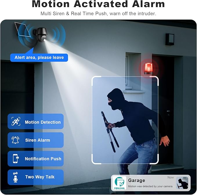 4G LTE Cellular Solar Security Cameras Wireless Outdoor, No WiFi Ultra Solar Panel Camera, 24/7 Recording, 2K Color Night Vision, 360°Pan Tilt, 2-Way Audio, AI Motion Detection, Built in SIM Card