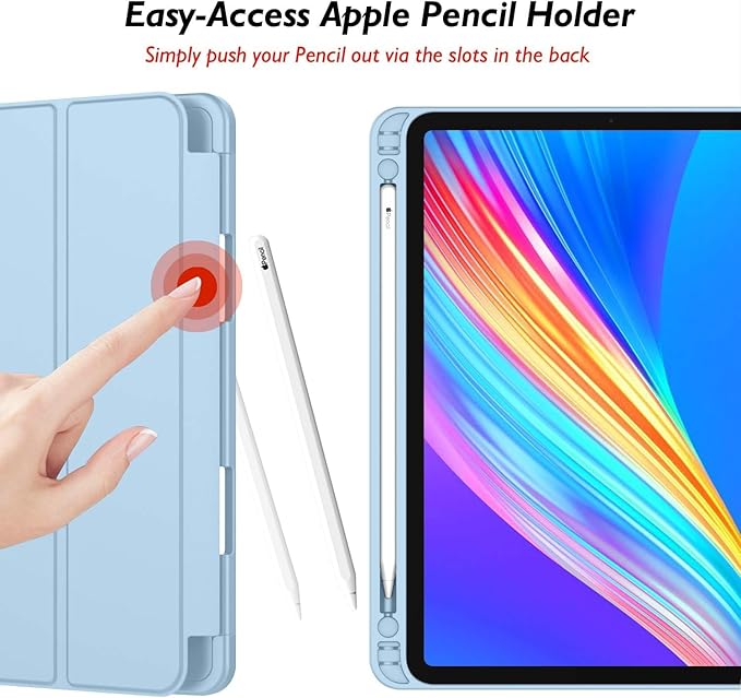 iMieet iPad Pro 13 Inch Case (M5/M4) 2025/2024 with Pencil Holder, Trifold Stand Smart Case with Soft TPU Back, Auto Wake/Sleep (Sky Blue)