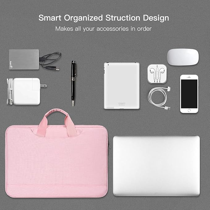 11.6-12.9 Inch Laptop Bag Sleeve Women Ladies TSA Briefcase for Macbook Neo 13 A18 Pro A3404, 13" iPad Pro M5 M4, iPad Air 13 M4 M3 2026 2025, iPad 12.9", Acer Lenovo Dell Chromebook 11.6" Case, Pink