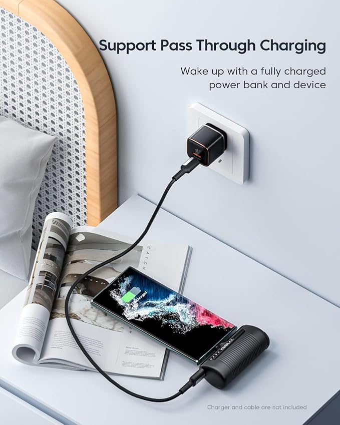 Kuulaa Portable Charger USB C Power Bank 4500mAh Small Portable Phone Charger Android Compact Plug in Battery Pack Portable Compatible with iPhone 15, Samsung Galaxy, Moto, LG, Pixel, Black