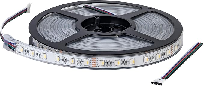 BTF-LIGHTING RGBW LED Strip Lights,UL Listed,5050 4 Colors in 1 RGB + 2700K-3000K Warm White,24V DC,16.4ft/5m 60LEDs/m 12mm White PCB, IP67 Waterproof for Home Decoration(No Adapter or Controller)