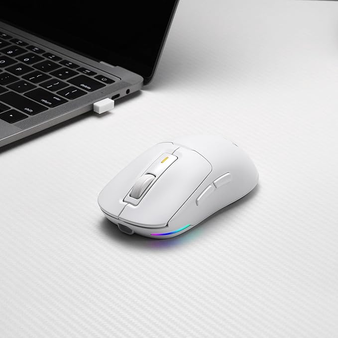 LTC GM024 Tri-Mode Wireless Gaming Mouse, 59g Ultra-Light Ergonomic Gaming Mouse 2.4Ghz/BT/Wired, 6-Level DPI 8000 Max, 1000Hz, 5 Programmable Buttons, Pro Software