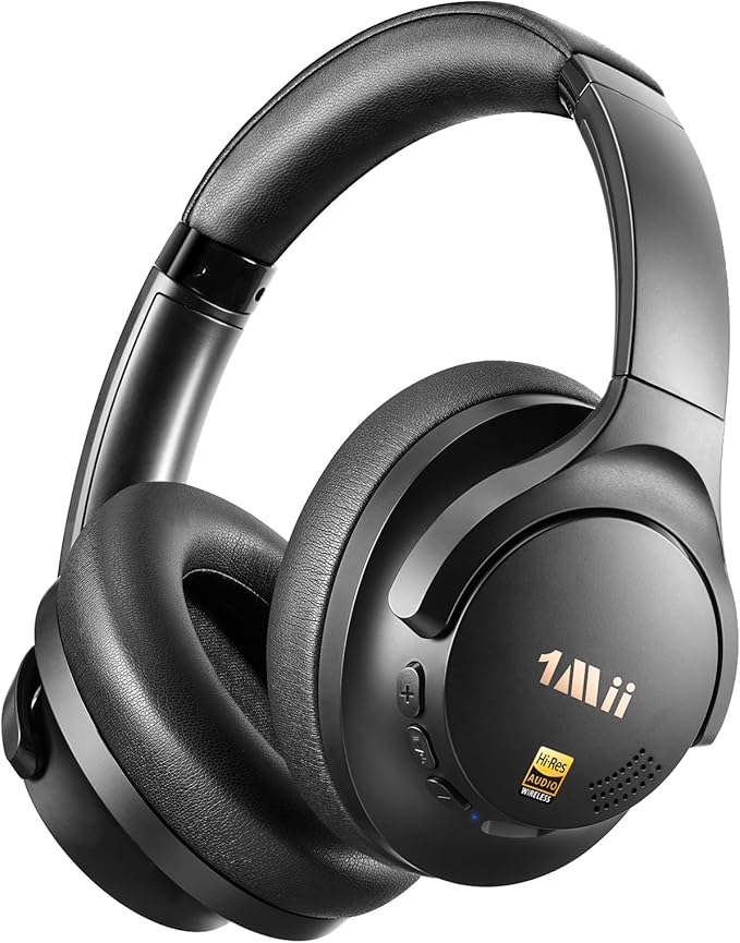 1Mii Y8+ Hybrid Active Noise Cancelling Headphones, 100H Playtime, Bluetooth 6.0 Over Ear LDAC Wireless Hi-Res Audio & Deep Bass, Comfortable for Travel Airplane Home Office, Custom EQ via APP, Black