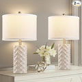 Gentle Beige & Star Diamond Ceramic Table Lamps (Set of 2) - 23" Luxe Modern Bedside Lamps for Nightstand,bedrooms, Living Rooms, or entryways & Rotary Switch,No Bulbs
