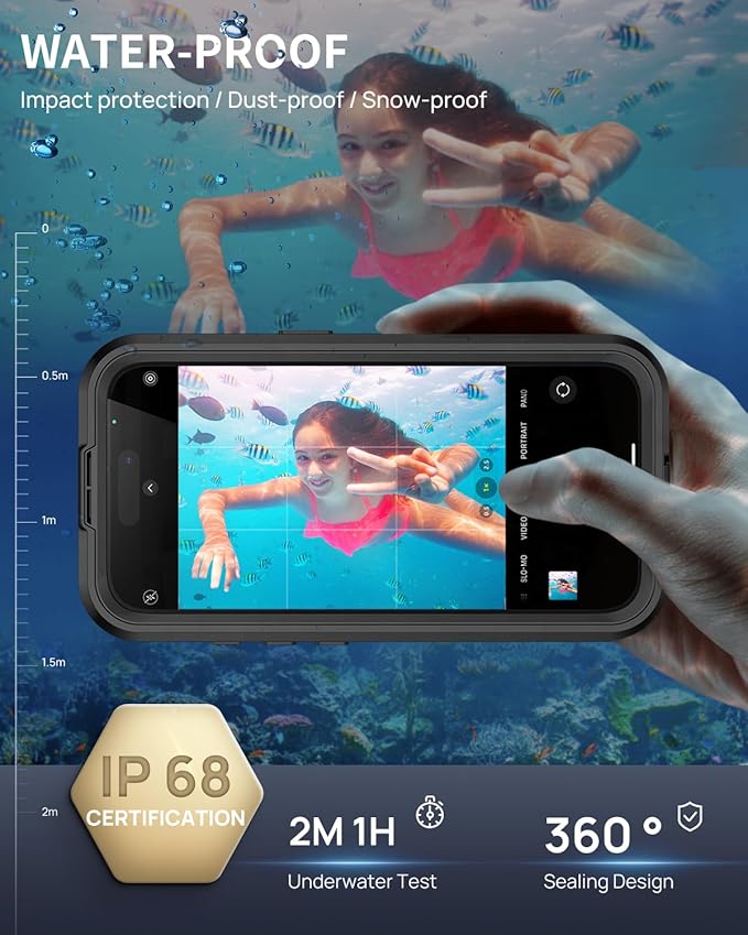 Lanhiem Magnetic for iPhone 16 Waterproof Case, Built-in Privacy Screen Protector, Compatible with MagSafe, Anti-Spy Full Body Phone Case for iPhone 16 6.1", Black
