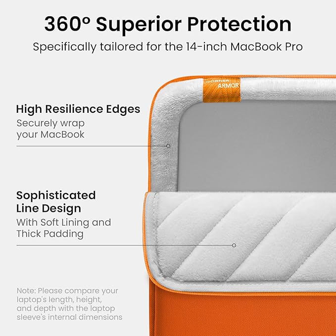 tomtoc 360° Protective Laptop Sleeve for 14-inch New MacBook Pro M5 Pro/Max (2026) A3426 A3427 A3434 M4/M3/M2/M1 A3112 A3401 A3185, Water-Resistant Laptop Case Fits Dell XPS 14 & 13.8" Surface Laptop