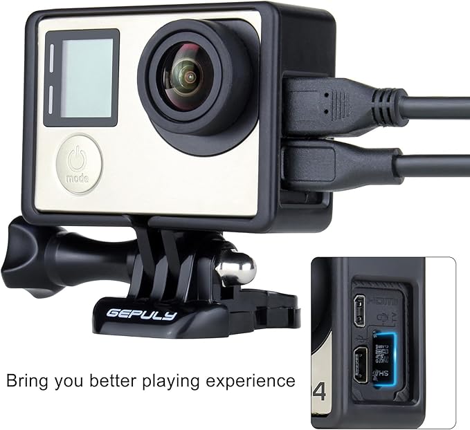 GEPULY Frame Mount Protective Housing Case with Bracket Accessories and Lens Cap for GoPro Hero 3, Hero3+, Hero 4 Black Silver Cameras