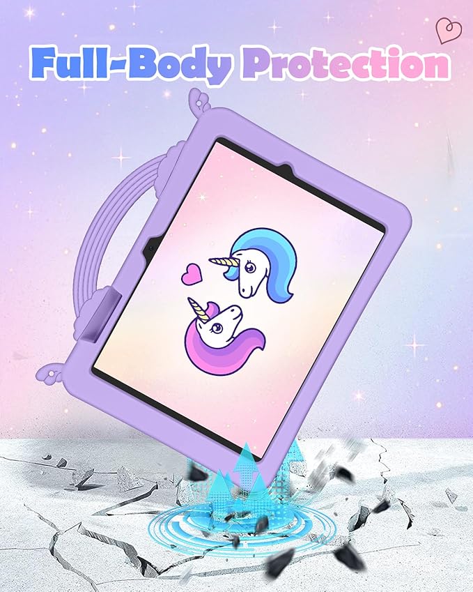 Uppuppy for Samsung Galaxy Tab A9 Plus Case 11 Inch - Cute Girls Kawaii Cover Girly 3D Cartoon Teen with Rotating Stand & Strap Purple Soft Silicone for Samsung A9 Plus Tablet Cases