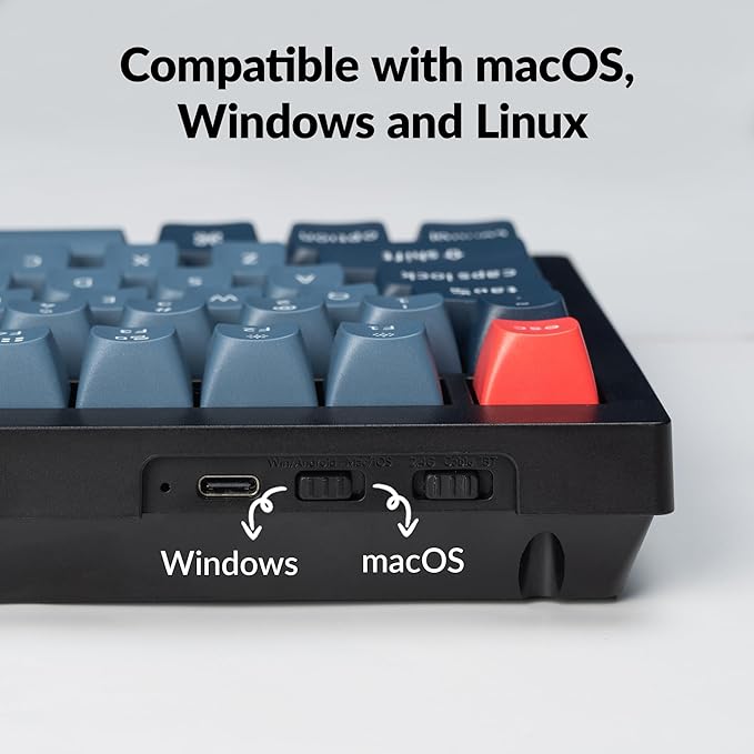 Keychron V1 Max 75% RGB Custom Mechanical Keyboard, 2.4Ghz/Bluetooth 5.1/Wired QMK/VIA Programmable Macro, Hot-Swappable Gateron Jupiter Red Switch Gasket Mount for Mac Windows Linux