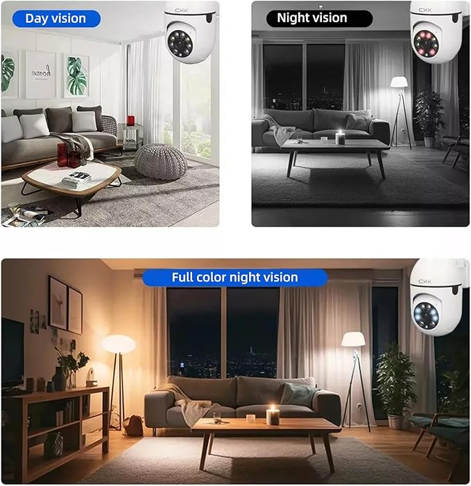 CKK 1080P Security Camera Outdoor Corded Power, 2MP PTZ WiFi Home Camera (2.4G/5G Dual-Band), 360° Pan/Tilt, Color Night Vision, Motion Alerts, 2-Way Audio, Compatible with Alexa, SD/Cloud Storage