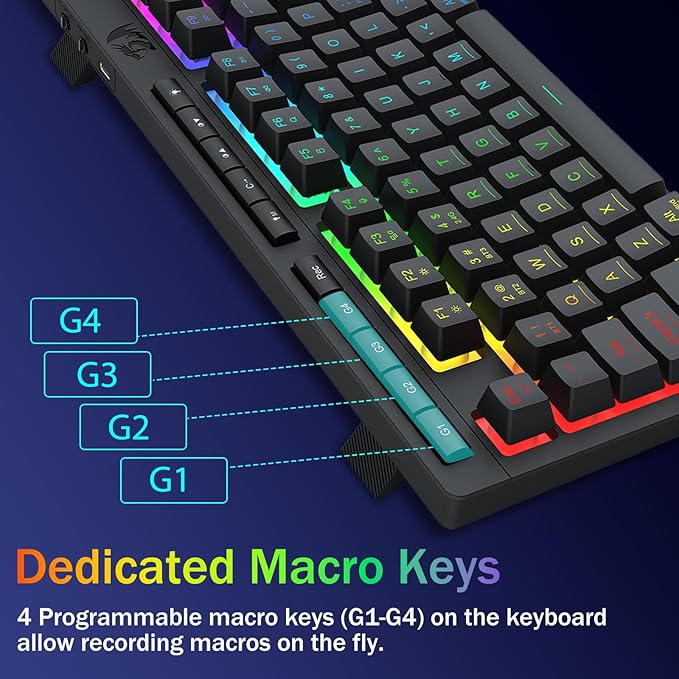 Redragon Wireless Gaming Keyboard, Bluetooth/2.4GHz/USB-C Wired, RGB Backlit, Portable 75% Mini Quiet Macro Membrane Keyboard, Rechargeable 4000mAh Battery, Anti-Ghosting for Win/MAC