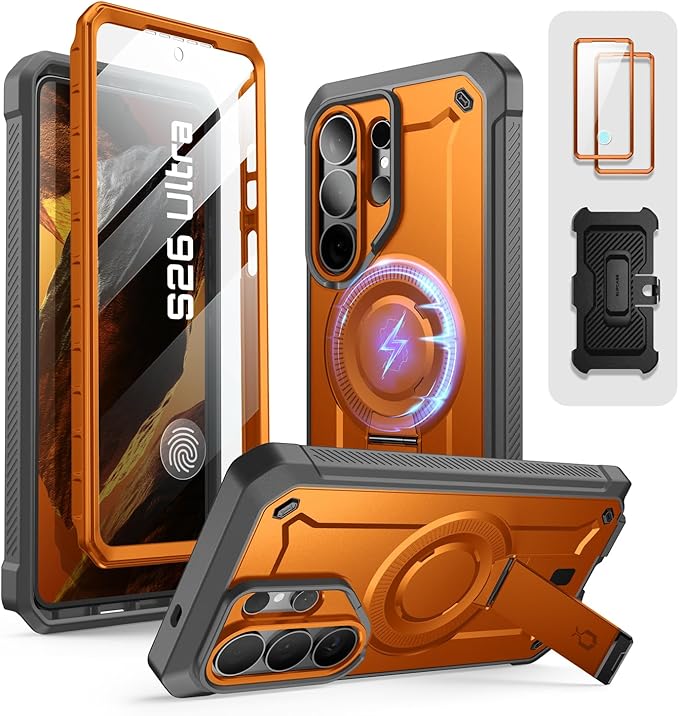 SUPCASE for Samsung Galaxy S26 Ultra Case with Stand, Military-Grade Drop Protection, Compatible with Wireless Charging/MagSafe, Built-in Screen Protector & Front Frame – UB Pro Mag, Coral