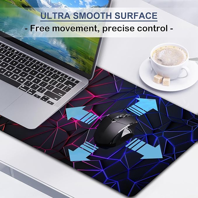 Mouse Pad - Desk Pad Extended 31.5x11.8inch Large Mousepad 3D Computer Gaming Mouse Pad Desk Mat with Stitched Edges Non-Slip Rubber Base for Office/Home