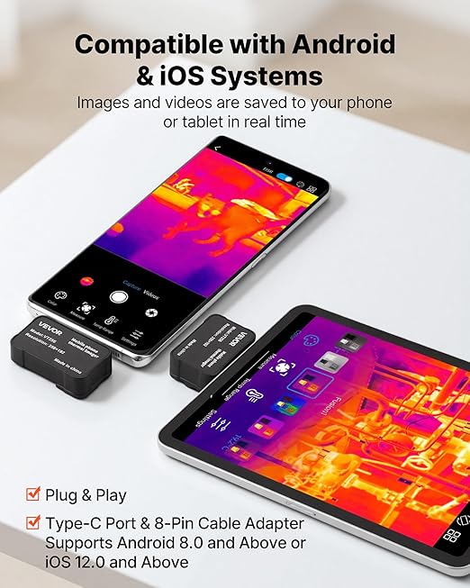 2025 Upgraded Thermal Imaging Camera for Android & iOS, 512 x 384 Super Resolution with Macro Lens, 25HZ, Professional Grade Infrared Thermal Camera for Industrial, Home, PCB Detection