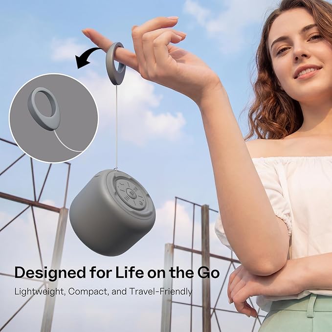 Bobtot Portable Bluetooth Speakers with Strap Easy to Carry, Wireless Waterproof Mini Speaker with Loud Stereo Sound, 20 Hours Playtime, Rechargeable Battery, Built-in Microphone, Dark Gray
