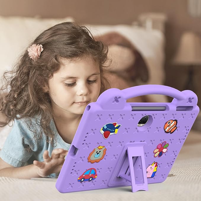 AKABEILA Compatible with Honor Pad 9 2023 12.1 inch Tablet Case, Kids Friendly Universal Lightweight Shockproof Protective Case with Shoulder Strap & Stand Handle Light Purple