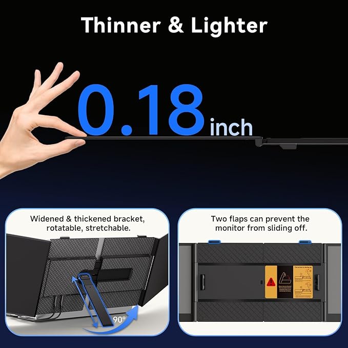 15.3" Laptop Screen Extender, 1200P FHD Ultra-Thin Triple Screen Laptop Monitor Extender, 100% sRGB Travel Portable Monitor for Laptops, Multi Screens Laptops Attachment Compatible with Windows Mac