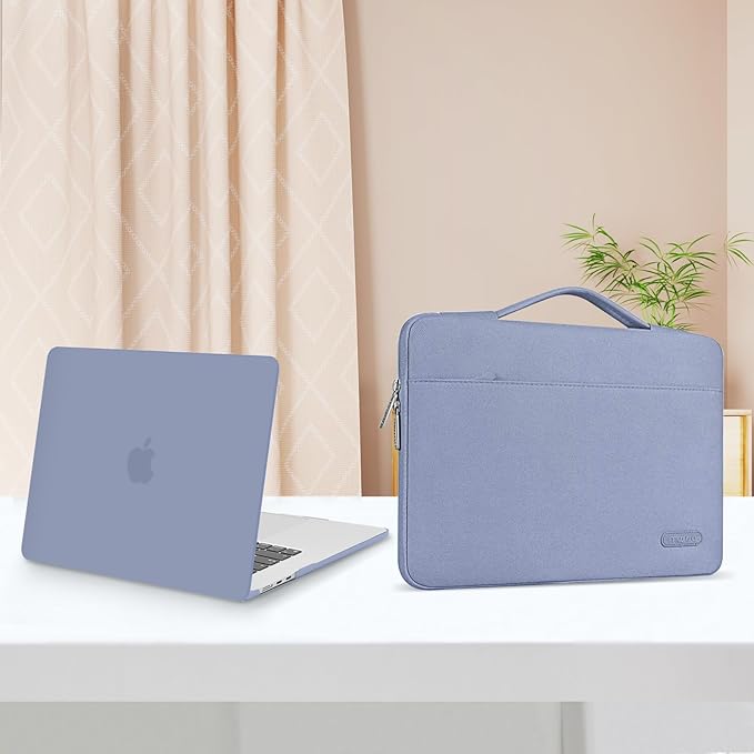 MOSISO Compatible with MacBook Air 15 inch Case M5 2026 M4 2025 M3 M2 2024 2023 A3448 A3241 A3114 A2941,Protective Hard Shell&Carrying Sleeve Bag&Keyboard Cover&Webcam Cover&ScreenFilm, Lavender Gray