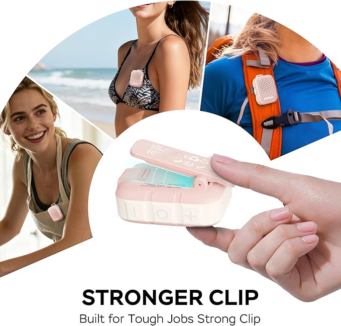 INSMY Wearable Bluetooth Speakers,IP67 Waterproof,Clip-On Portable Small Personal Speaker/Clean Sound/Stereo Pair/Wireless/ENC Built-in Mic/Lightweight for Golf Work Pool Gift (Non-Magnetic) (Pink)