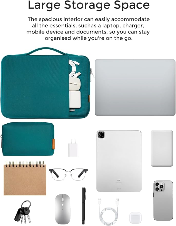 DOMISO Laptop Case Laptop Sleeve Cover Compatible with 15 inch MacBook Air M4/A3241 2025, M3/A3114,M2/A2941,15 inch MacBook Pro A1990 A1707,Compatible with Dell XPS 15 Plus with Small Case,Turquoise
