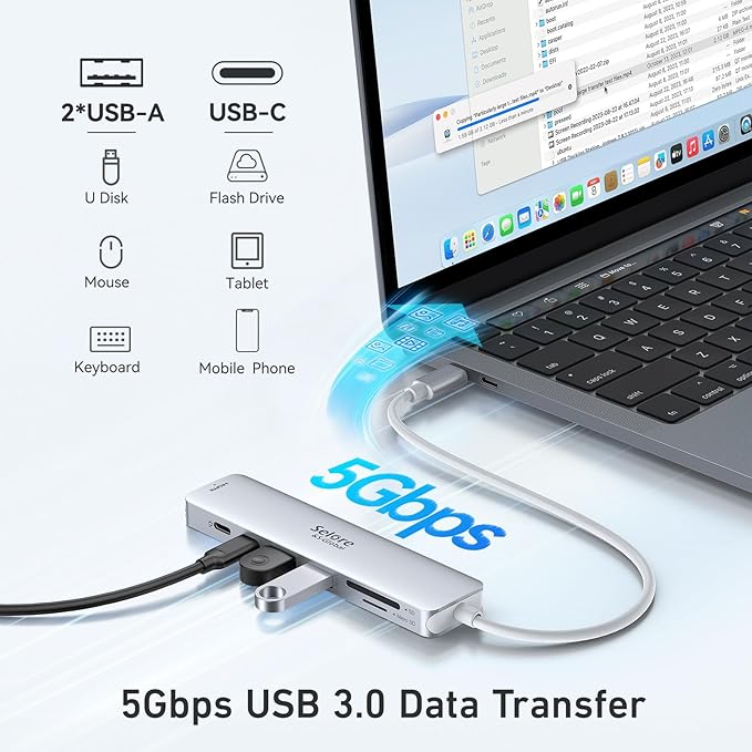 USB C Hub HDMI Adapter for MacBook Pro/Air, 7 in 1 USBC Dongle with HDMI, microSD/SD Card Reader, USB C Data Port,100W PD, and 2 USB 3.0 Compatible for MacBook Pro/Air, Dell XPS, Lenovo Thinkpad.