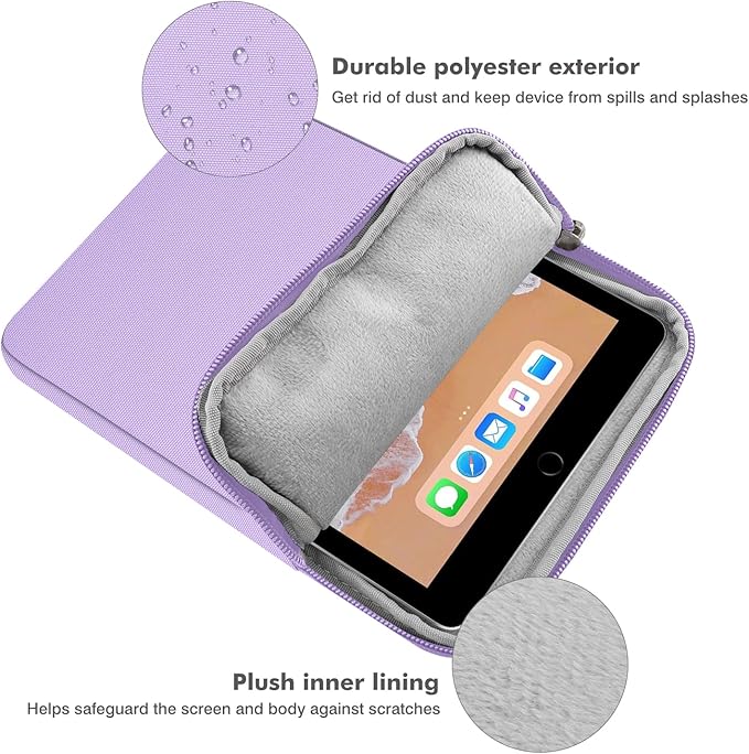 MoKo 9-11 Inch Tablet Sleeve Bag Carrying Case Fits New 11inch iPad Air M4, iPad A16 2025, iPad Pro 11 M4, Air 5/4/3, iPad 10/9/8th Gen, Tab S8/S9 11", Tablet Carrying Case, Lilac