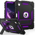 Grifobes Case for iPad mini 7 (A17 Pro) 2024 / Mini 6 2021 8.3 inch, Heavy Duty Shockproof Rugged Cover with Pencil Holder Stand, for I Pad Mini 7th/6th Gen 8.3" Case (Black+Purple)