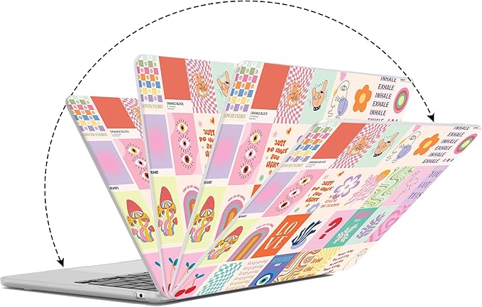 G JGOO Compatible with MacBook Air 13 inch Case 2026 2025-2022 M5 A3449 M4 A3240 M3 A3113 M2 A2681, Hard Shell for MacBook Air 13.6 inch Case +Keyboard Cover +Screen Protector, Pastel Collage