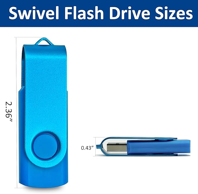 16GB USB Flash Drive 20 Pack Nicepicten Zip Drive USB 2.0 Thumb Drive Memory Stick FAT32 USB Jump Flash Drive Bulk - 16GB Blue
