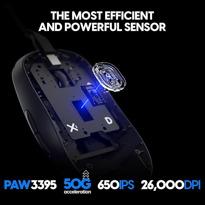 Pulsar Gaming Gears X2A Wired Gaming Mouse, Ultra Lightweight, Optical Switch, 26000 DPI, Motion Sync, PAW3395 Sensor (Medium, Wired, Black)