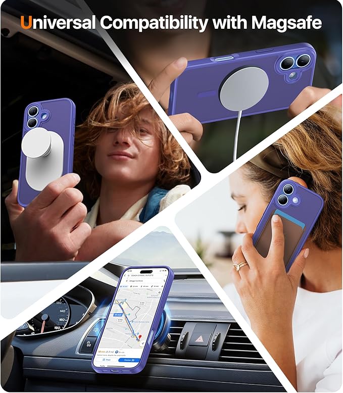 Magnetic for iPhone 17 Case,[Anti-Slip][Compatible with MagSafe][Military Grade Drop Protection] Shockproof Protective Translucent Matte Phone Case for iPhone 17 Case,Cobalt Blue