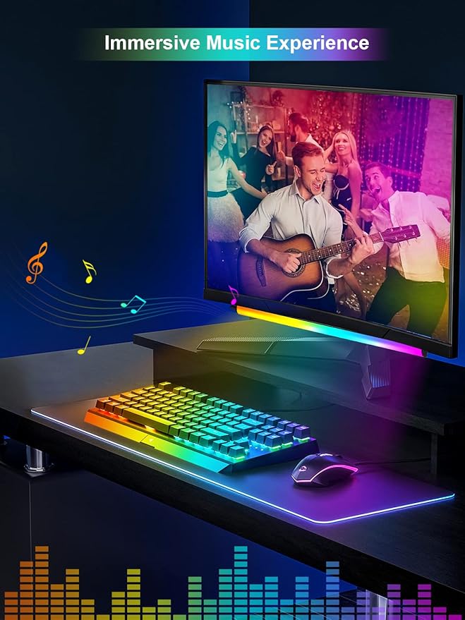 KANTUTOE Under Monitor Light Bar, App and Remote Control Gaming Ambient Lights,Music Sync Color Changing, 16 Million Colors, Timing, USB Powered RGB Light Bar for Monitor/TV/PC Back (2pcs)