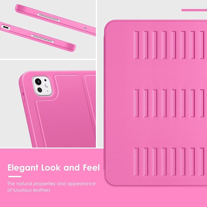 VIKESI Case for iPad iPad Pro 13-inch M5 or M4 Released in 2025 or 2024,Multiple Angles Magnetic Stand Cover,Shockproof Soft Back,Pencil Holder,and Auto Sleep/Wake,Rose