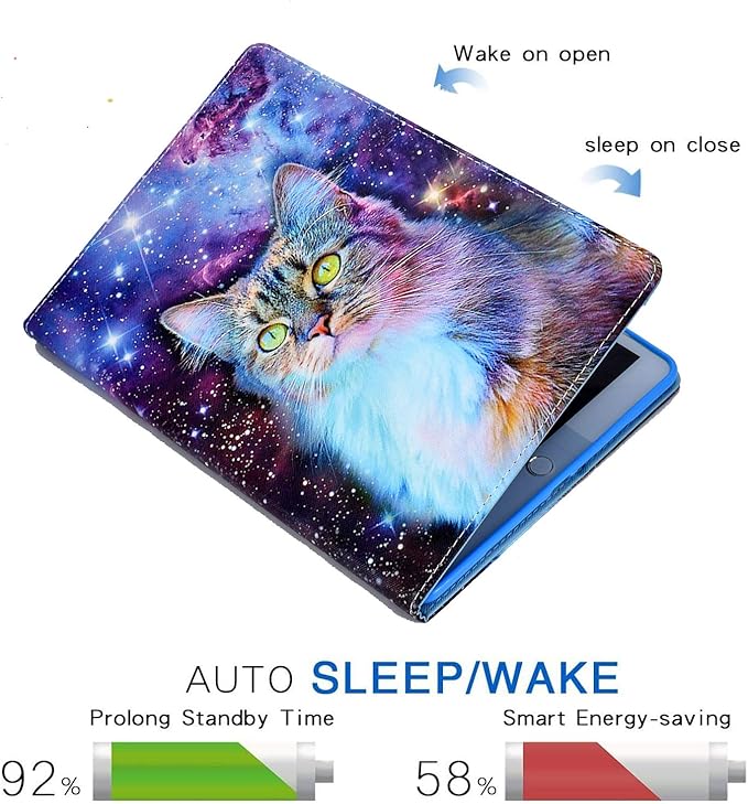 Case for iPad 9.7 inch (Fits iPad 6th/5th Generation 2018/2017, Also Fits iPad Pro 9.7 and iPad Air 2/1), Premium PU Leather Smart Folio Stand Cover with Auto Sleep Wake, Space Cat