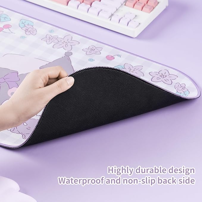 Kuitmor Kawaii Anime Mouse Pad,Non-Slip Waterproof Desk Mat for Keyboard,Durable Large Extended Gaming Mouse Pad with Bowknot Edge for Office Gaming - KLM Flower Dream