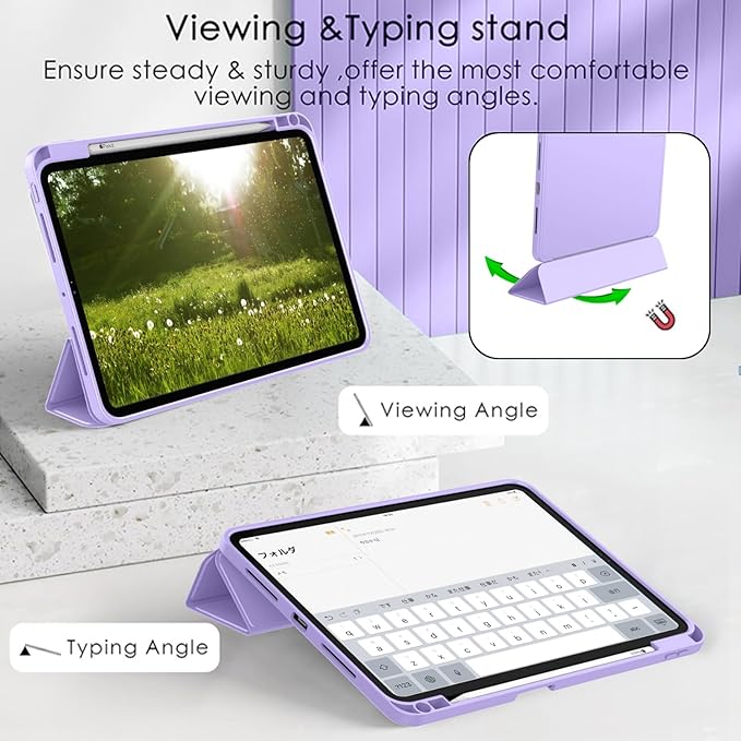 ZryXal New iPad Pro 13 Inch Case (M5) 2025 / (M4) 2024 with Pencil Holder, Smart iPad Case [Support Pencil Pro and Pencil (USB-C)], Support Touch ID and Auto Wake/Sleep (New Clove Purple)