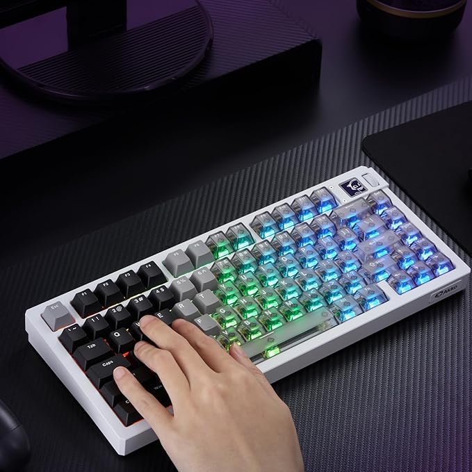 Akko MOD007 V5 HE Wired Rapid Trigger Gaming Keyboard Quick Release Aluminum Wired Keyboard with Personalized Screen Aluminum Plate White, Astrolink Switch
