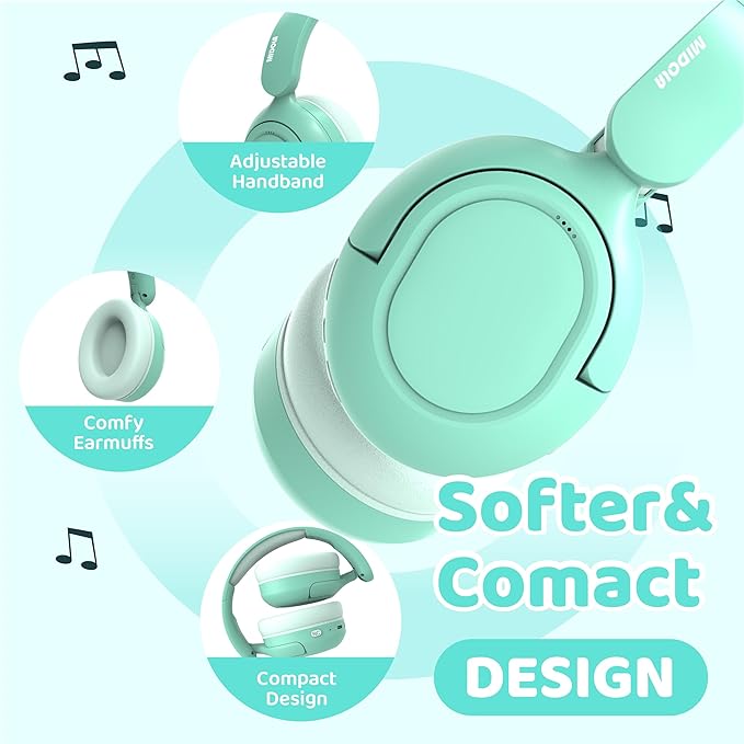 MIDOLA Kids Bluetooth Headphones Active Noise Cancelling Lightweight Wireless Headphone for Kid Volume Limited 85/94dB Foldable Over-Ear Headset with Mic,68 Hours Playtime,for Toddler Child Green