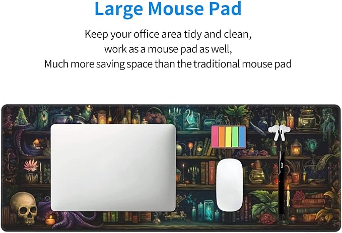 Library Mysterious Mouse Pad XL Large Mousepad Non Slip Rubber Base Desk Mat for Laptop Computer Gaming 31.5" X 12"
