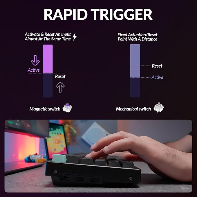Keychron K2 HE Rapid Trigger Wireless Custom Keyboard with Hall Effect Gateron Double-Rail Magnetic Switch, QMK 2.4 GHz Bluetooth 5.2 RGB Compatible with Mac Windows Linux - Aluminum