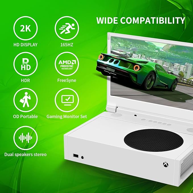 G-STORY 15.6" Portable Monitor 144Hz for Xbox Series S 2K Portable Gaming Monitor IPS Screen for Xbox Series S（not Included） with Two HDMI, HDR, Freesync Game Mode Travel Monitor