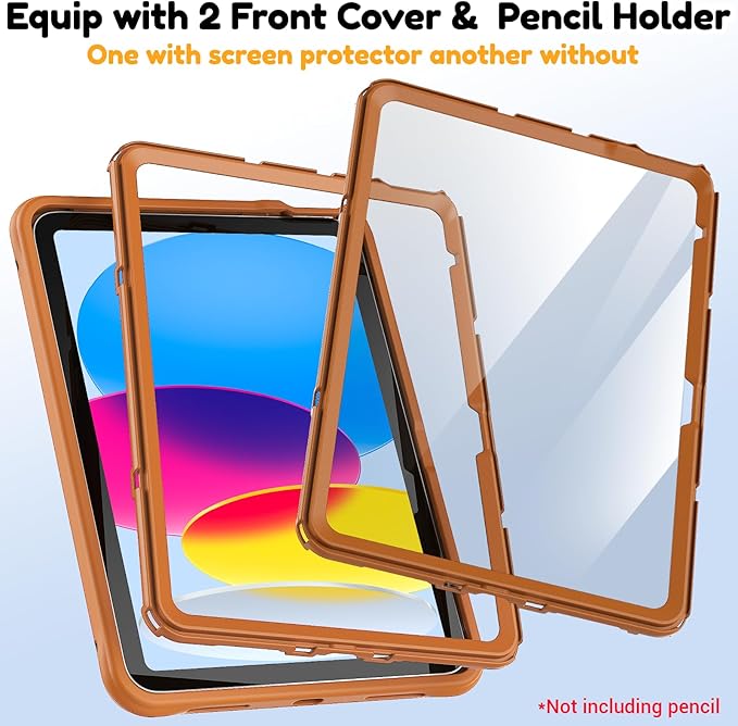 KAIJIAbox Kids Case for iPad A16 11th Generation 11 inch 2025/10th Generation 10.9” 2022- Military-Grade Rugged Drop Protection with Metal Handle/Stand, Screen Protector,Shoulder Strap-Brown