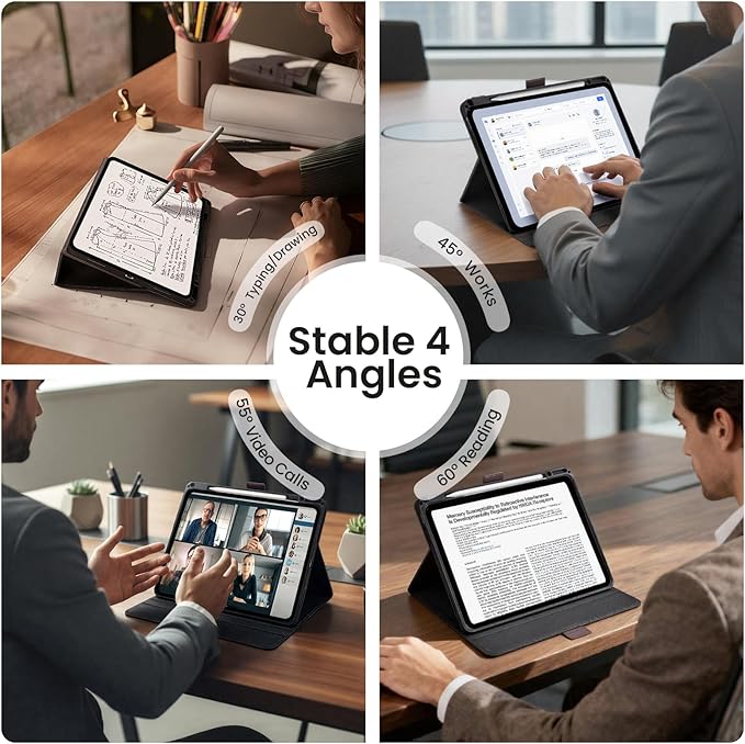 Handcrafted Case for iPad Air 13 Inch M4/M3/M2 (2026/2025/2024) with Pencil Holder & Hand Strap & Pocket,Magnetic Clasp,Multi Angles Stand,Protective Folio Cover,Auto Sleep/Wake,Dark Brown